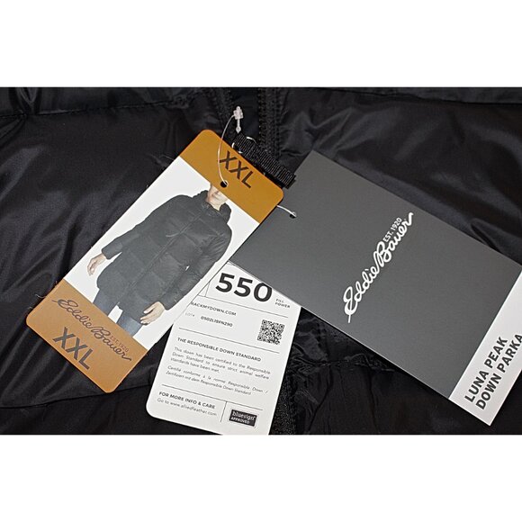 New Eddie Bauer - Luna Peak 550 FP Down Parka in Black - size XXL - Picture 5 of 12